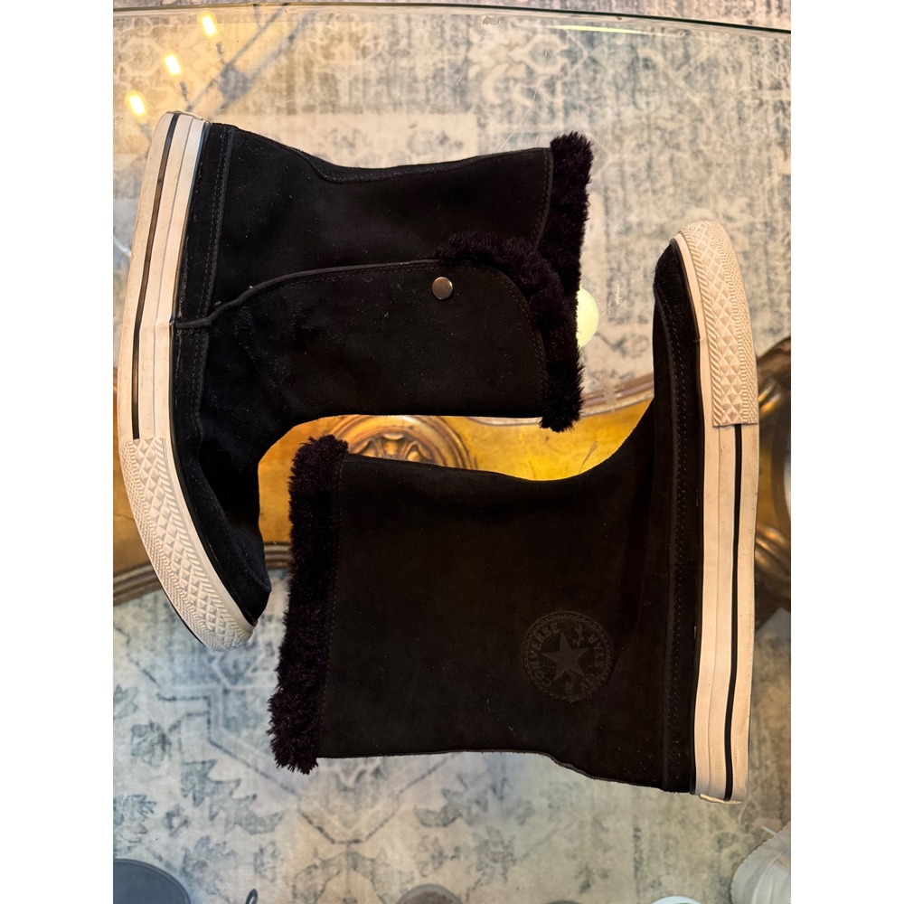 Converse All Star Beverly Black Suede Faux Fur Lined Boots 525940C Womens 9.5